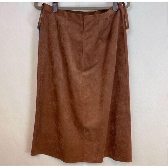 NWT Vintage MOLLIE PARNIS Skirt Suit Size16 Brown Ultra Suede Leather Dead Stock - Picture 15 of 16